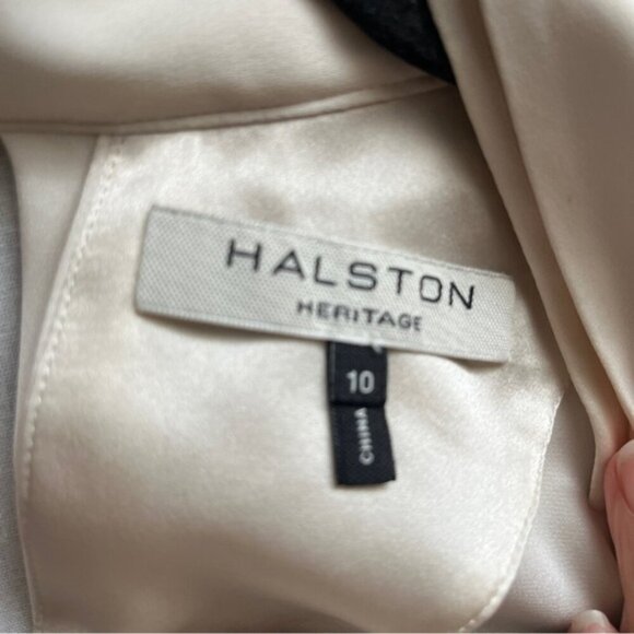 Halston Heritage Silk long sleeve v neck blouse Sz 10 - Picture 7 of 11